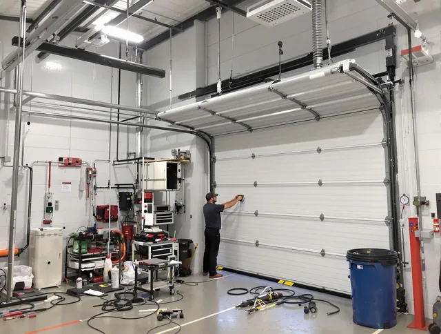 San Juan Capistrano Garage Door Repair certified technician performing commercial door repair at a San Juan Capistrano business facility