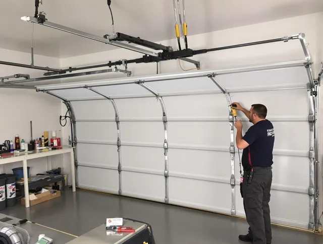 San Juan Capistrano Garage Door Repair certified technician performing overhead door system repair in San Juan Capistrano
